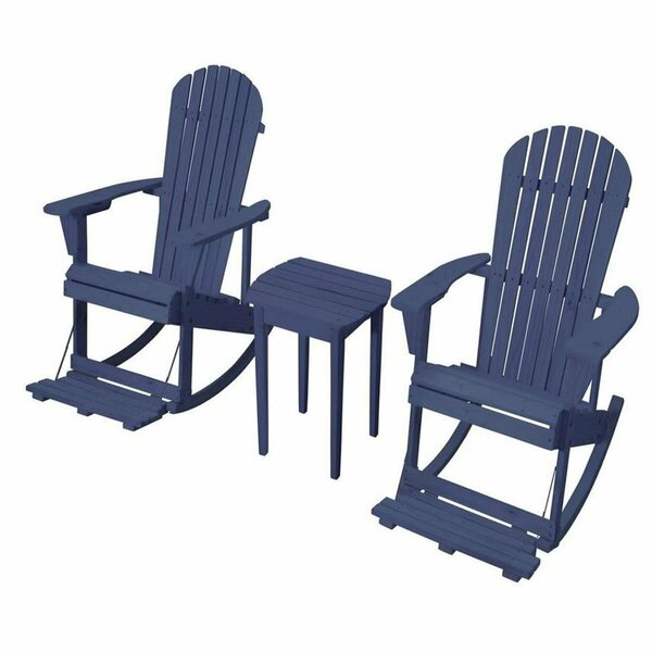 Bold Fontier Zero Gravity Collection Adirondack Rocking Chair Set with Built-in Footrest, Navy Blue - Set of 3 BO4243234